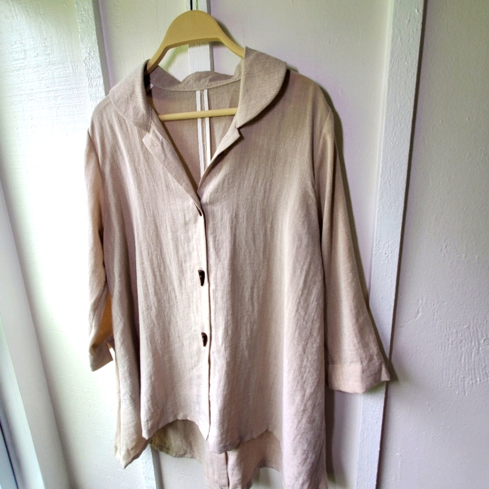 Fridaze Linen Redefined Swing Jacket w/ Horn Buttons